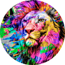 Lade das Bild in den Galerie-Viewer, Aluminiumbild gebürstet Löwe Modern Art Kreis