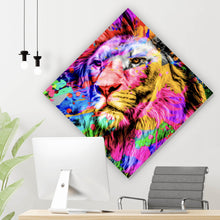 Lade das Bild in den Galerie-Viewer, Spannrahmenbild Löwe Modern Art Raute