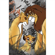 Lade das Bild in den Galerie-Viewer, Aluminiumbild Löwenfamilie Simba Hochformat