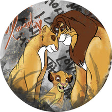 Lade das Bild in den Galerie-Viewer, Aluminiumbild gebürstet Löwenfamilie Simba Kreis