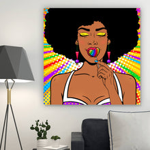 Lade das Bild in den Galerie-Viewer, Spannrahmenbild Lollipop Lady Popart Quadrat