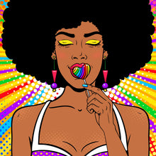 Lade das Bild in den Galerie-Viewer, Leinwandbild Lollipop Lady Popart Quadrat