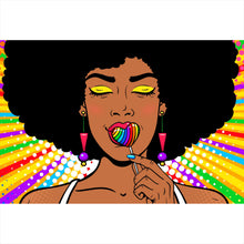 Lade das Bild in den Galerie-Viewer, Leinwandbild Lollipop Lady Popart Querformat