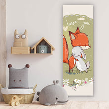 Lade das Bild in den Galerie-Viewer, Poster Love You Fuchs und Hase Panorama Hoch