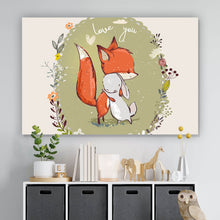 Lade das Bild in den Galerie-Viewer, Leinwandbild Love You Fuchs und Hase Querformat