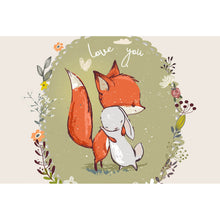 Lade das Bild in den Galerie-Viewer, Leinwandbild Love You Fuchs und Hase Querformat