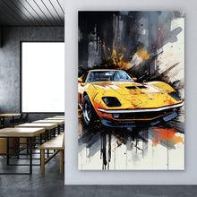 Lade das Bild in den Galerie-Viewer, Leinwandbild Luxus Sportwagen Pop Art Abstrakt Hochformat