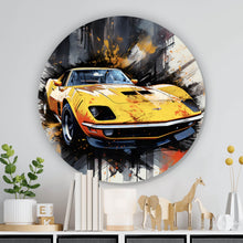 Lade das Bild in den Galerie-Viewer, Aluminiumbild Luxus Sportwagen Pop Art Abstrakt Kreis