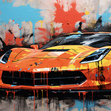 Lade das Bild in den Galerie-Viewer, Spannrahmenbild Luxus Sportwagen Pop Art Quadrat