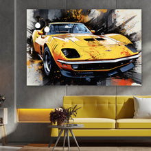 Lade das Bild in den Galerie-Viewer, Leinwandbild Luxus Sportwagen Pop Art Abstrakt Querformat