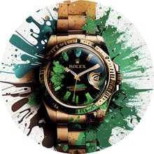 Lade das Bild in den Galerie-Viewer, Aluminiumbild gebürstet Luxus Uhr Pop Art Grün Abstrakt Kreis