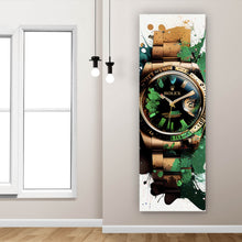 Lade das Bild in den Galerie-Viewer, Poster Luxus Uhr Pop Art Grün Abstrakt Panorama Hoch