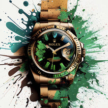 Lade das Bild in den Galerie-Viewer, Spannrahmenbild Luxus Uhr Pop Art Grün Abstrakt Quadrat
