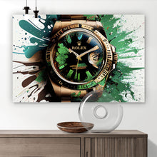 Lade das Bild in den Galerie-Viewer, Poster Luxus Uhr Pop Art Grün Abstrakt Querformat