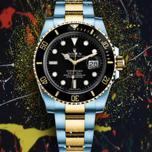 Lade das Bild in den Galerie-Viewer, Aluminiumbild gebürstet Luxus Uhr Pop Art Dark Quadrat