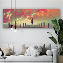 Lade das Bild in den Galerie-Viewer, Leinwandbild Mädchen auf Steg Panorama