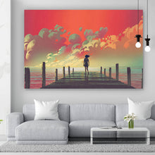 Lade das Bild in den Galerie-Viewer, Acrylglasbild Mädchen auf Steg Querformat