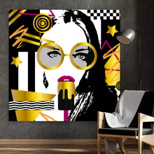 Lade das Bild in den Galerie-Viewer, Leinwandbild Mädchen mit Eis Pop Art Quadrat