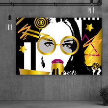 Lade das Bild in den Galerie-Viewer, Leinwandbild Mädchen mit Eis Pop Art Querformat
