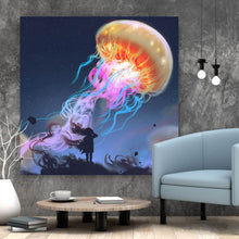 Lade das Bild in den Galerie-Viewer, Poster Mädchen mit riesen Qualle Quadrat