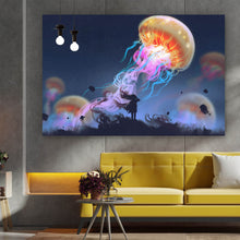 Lade das Bild in den Galerie-Viewer, Poster Mädchen mit riesen Qualle Querformat
