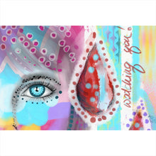 Lade das Bild in den Galerie-Viewer, Spannrahmenbild Frauenauge Watching you Vintage Querformat