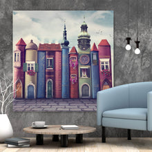 Lade das Bild in den Galerie-Viewer, Acrylglasbild Magische Stadt mit alten Büchern Quadrat