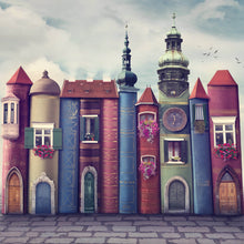 Lade das Bild in den Galerie-Viewer, Acrylglasbild Magische Stadt mit alten Büchern Quadrat