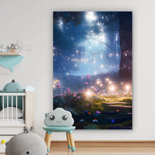 Lade das Bild in den Galerie-Viewer, Aluminiumbild gebürstet Magischer Wald in Dunkelheit Hochformat