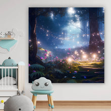 Lade das Bild in den Galerie-Viewer, Acrylglasbild Magischer Wald in Dunkelheit Quadrat