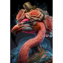 Lade das Bild in den Galerie-Viewer, Leinwandbild Majestätischer Flamingo Digital Art Hochformat