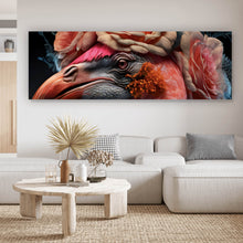 Lade das Bild in den Galerie-Viewer, Leinwandbild Majestätischer Flamingo Digital Art Panorama