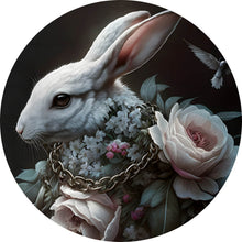 Lade das Bild in den Galerie-Viewer, Aluminiumbild gebürstet Majestätischer Hase Digital Art Kreis