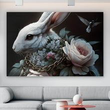 Lade das Bild in den Galerie-Viewer, Leinwandbild Majestätischer Hase Digital Art Querformat