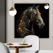 Lade das Bild in den Galerie-Viewer, Poster Majestätisches Pferd mit Gold Ornamenten Quadrat