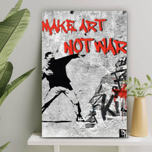 Lade das Bild in den Galerie-Viewer, Aluminiumbild gebürstet Make Art not War Street Art Hochformat