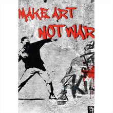 Lade das Bild in den Galerie-Viewer, Aluminiumbild gebürstet Make Art not War Street Art Hochformat