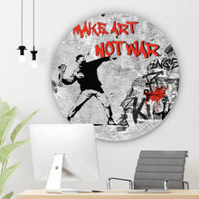 Lade das Bild in den Galerie-Viewer, Aluminiumbild gebürstet Make Art not War Street Art Kreis