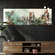 Lade das Bild in den Galerie-Viewer, Aluminiumbild gebürstet Malerei Abstrakte Stadt Panorama