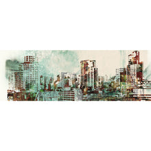 Lade das Bild in den Galerie-Viewer, Aluminiumbild gebürstet Malerei Abstrakte Stadt Panorama