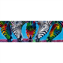 Lade das Bild in den Galerie-Viewer, Acrylglasbild Malerei Bunte Zebras Panorama