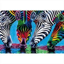 Lade das Bild in den Galerie-Viewer, Poster Malerei Bunte Zebras Querformat