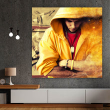 Lade das Bild in den Galerie-Viewer, Leinwandbild Mann mit Kapuzenpulli Quadrat