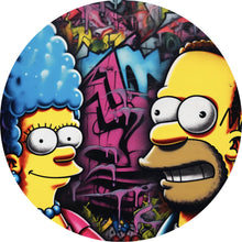 Lade das Bild in den Galerie-Viewer, Aluminiumbild gebürstet Marge und Homer Pop Art Kreis