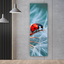 Lade das Bild in den Galerie-Viewer, Spannrahmenbild Marienkäfer auf Pusteblume Panorama Hoch