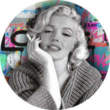 Lade das Bild in den Galerie-Viewer, Aluminiumbild gebürstet Marilyn Portrait Pop Art Kreis