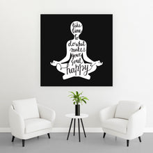 Lade das Bild in den Galerie-Viewer, Leinwandbild Meditation Weiß auf Schwarz Quadrat