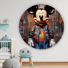 Lade das Bild in den Galerie-Viewer, Aluminiumbild gebürstet Mickey Graffitiy Abstrakt Kreis