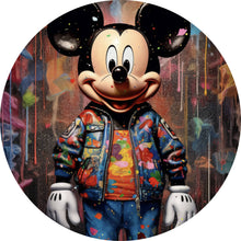 Lade das Bild in den Galerie-Viewer, Aluminiumbild gebürstet Mickey Graffitiy Abstrakt Kreis