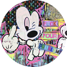 Lade das Bild in den Galerie-Viewer, Aluminiumbild gebürstet Micki Minni Pop Art Comic Kreis